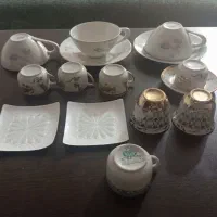 فنجان نعلبکی عتیقه تمام ظروف قدیمی سفال میبد