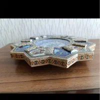 ساعت خاتم مینو کاری مسی چوبی دست ساز