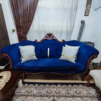 مبل راحت 8نفره پارچه کتان کاملا سالم