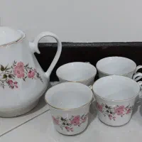 فنجان و قوری چینی گل صورتی