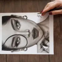 طراحی چهره سیاه قلم|تابلو، نقاشی، عکس|قم, نیروگاه|دیوار