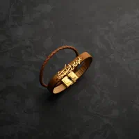 دستبند چرم و طلا