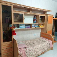 تخت چوبی سالم با کشو + ست کامل کمد و آینه قدی