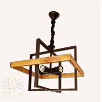 لوستر چوبی فلز  .چوبین.