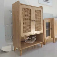 جاکفشی چوبی خود رنگ شده حصیر بامبو مدل AIDEN