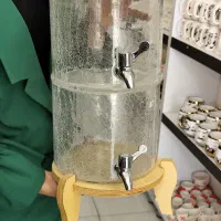 کلمن شربت شیشه ای آبگز دوطبقه پایه چوبی ترک