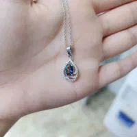 پلاک زنجیر نگین تانزانیت نقره اصل|بدلیجات|کرمانشاه, |دیوار