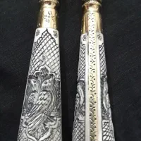 دسته زنجیر عزاداری کار دست قلم کاری  سنگ فیروزه