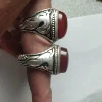 دو عدد انگشتر نقره دست ساز عقیق یمنی با نگین فاخر