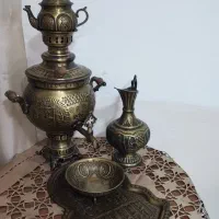 ست تزیینی سماور قوری برنجی اصل سنگین