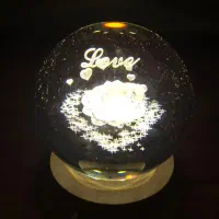 چراغ خواب گوی شیشه ای گل رز