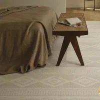 فرش مینیمال طرح مراکشی کرم نسکافه ای