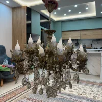 لوستر برنجی ۱۵ شاخه|لوستر و چراغ آویز|همدان, |دیوار