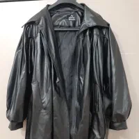 پالتوچرم مشکی آستین پفی دخترانه