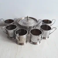 سرویس چایخوری و قند شکن برنجی