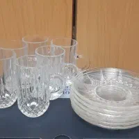 ست استکان و نعلبکی کریستال