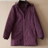 کاپشن رنگ بنفش بادمجونی کلاه خزدار