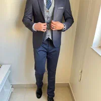 کت شلوارجلیقه آبی