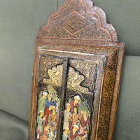 قاب آینه خاتم و نگارگری شده آنتیک