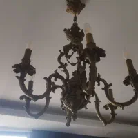 لوستر برنزی انتیک  با دیوار کوب
