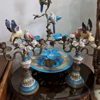 شمعدان چینی برنز انتیک دکوری