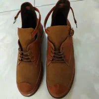 کفش زنانه کفش چرم مصنوعی دستدوز قهوهای سایز ۳۹