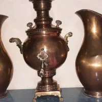 پارچ برنجی قدیمی و سماور ذغالی برنجی