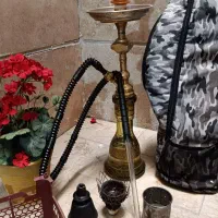 قلیان بدنه برنجی سنگین وکیف وزغال وهمه تجهیزات|صنایع دستی و سایر لوازم تزئینی|تهران, اختیاریه|دیوار