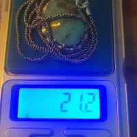 پلاک و زنجیر نقره سنگ فیروزه نیشابور|جواهرات|ابریشم, |دیوار