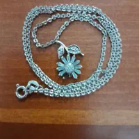 زنجیر و گردن آویز نقره زنانه و حلفه نقره