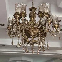 لوستر برنز سنگین(جفت) با لاله وکریستال خارجی