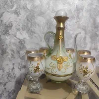 تنگ و گیلاسه تزیینی طلایی|ظروف سرو و پذیرایی|تهران, یافتآباد|دیوار