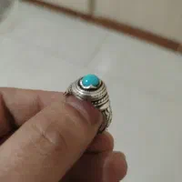انگشتر فیروزه و یاقوت دست ساز
