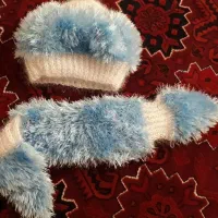 کلاه وشاه گردن بافت دست بچه گانه یا نوزاد