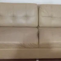 مبل راحتی چرم کرم هفت نفره