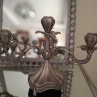 آینه و شمعدان تیتانیوم به همراه پایه نگهدارنده|بوفه، ویترین، کنسول|تهران, سهروردی|دیوار