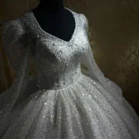 لباس عروس شیک نباتی و سفید برای کرایه