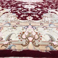 جفت۶متری نقشه بهشتی متن شرابی رج۴۰ گل ابریشم|فرش|تبریز, |دیوار