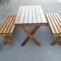 میز و نیمک چوب روسی|صندلی و نیمکت|عباسآباد, |دیوار