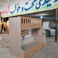 تخت دو طبقه سایز نوجوان طرح کتابخانه دار حصیری|تخت و سرویس خواب|مشهد, خلق آباد سفلی|دیوار