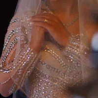 لباس عروس عربی تمام سنگ مزونی