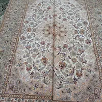 یک جفت فرش دستبافت یه خفتی کف ابریشم اصفهان 6 متری