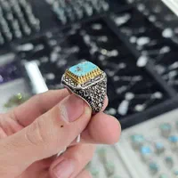 انگشتر نقره ۹۲۵ فیروزه نیشابور اصل مردانه