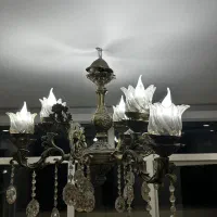 لوستر 3 شاخه دوبل آنتیک|لوستر و چراغ آویز|فولادشهر, مسکن مهر فولادشهر|دیوار