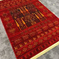 بورس تخصصی فرش لاکی قرمز روناسی بوم گلی ترکمن بلوچ