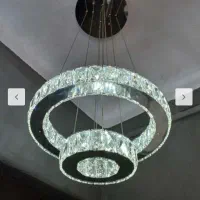 لوستر آویز کریستال دایره ای  دو حلقه ۳۰ و ۱۵ سانت|لوستر و چراغ آویز|شهریار, شهریار|دیوار