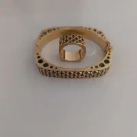 دستبند  و انگشتر سیاه قلم شیک مناسب هدیه روز زن