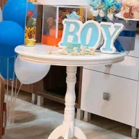 میز خاطره گرد سفید ،جلومبلی سفید و اینه پنج تیکه