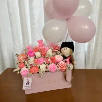 باکس گل وپک هدیه شمعی ویژه روز دختر،تولد،بله برون