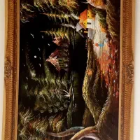 تابلو نقاشی روغنی رو پارچه عطیقه